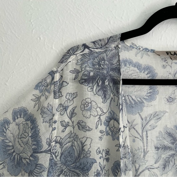 Flax Vintage Floral Print Linen Cardigan Kimono Lagenlook Minimalist Cottagecore - Picture 4 of 9